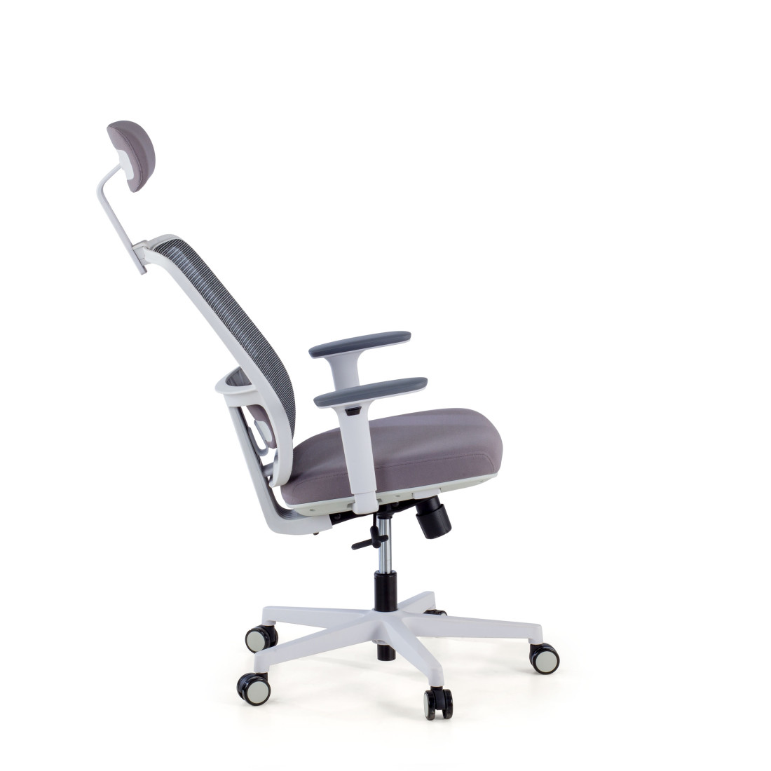 silla ergonomica gris sugar estructura blanca reposacabezas malla 5