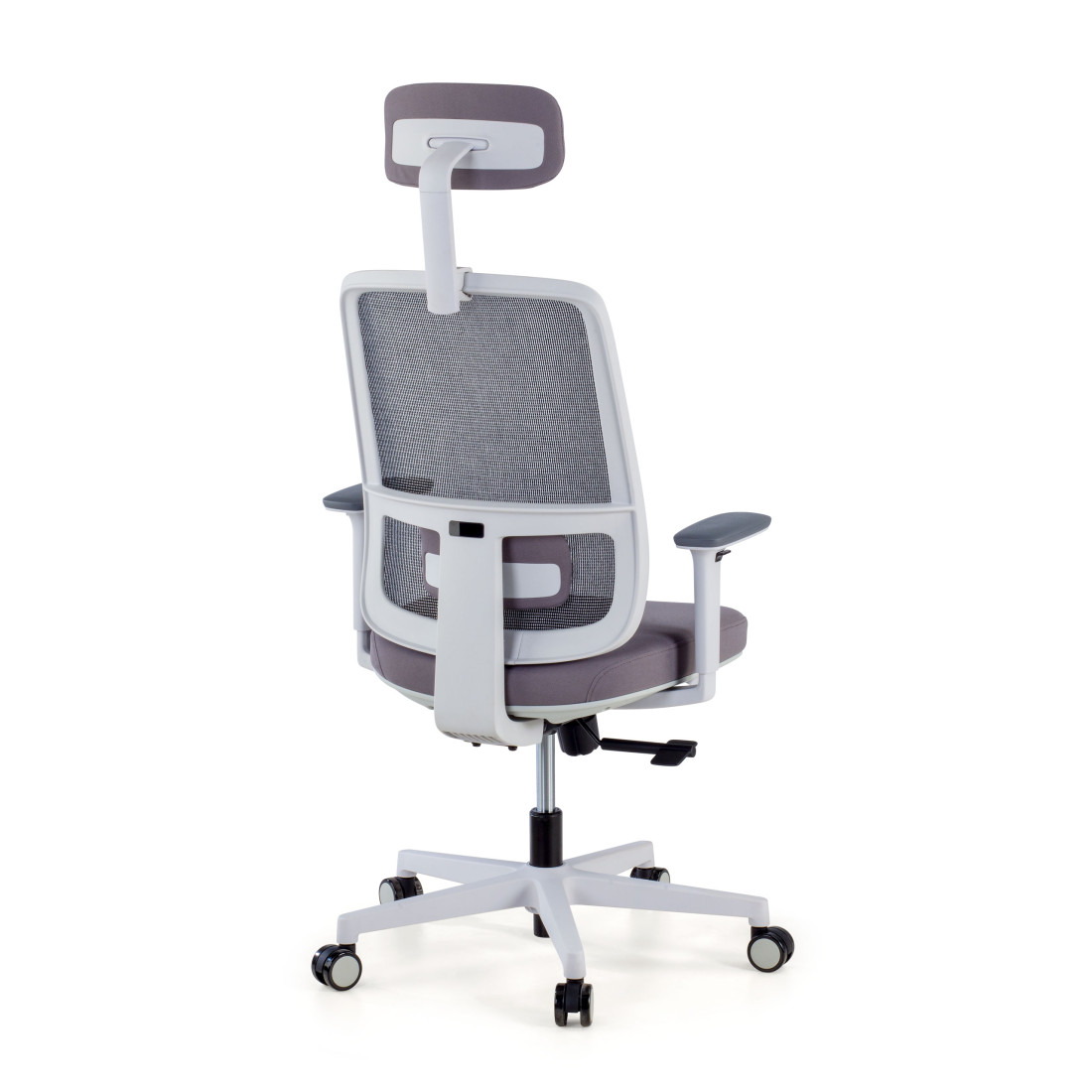 silla ergonomica gris sugar estructura blanca reposacabezas malla 6