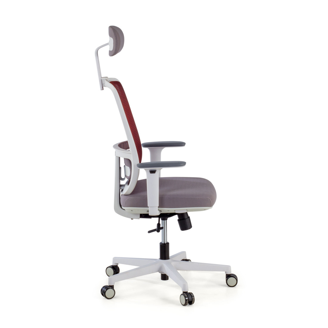 silla ergonomica rojo sugar estructura blanca reposacabezas malla 4