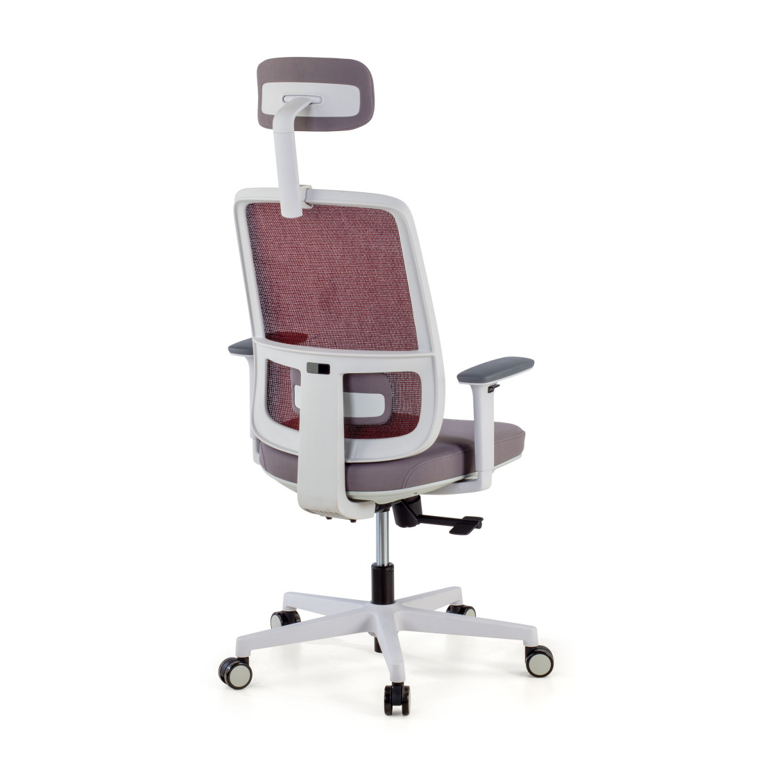 silla ergonomica rojo sugar estructura blanca reposacabezas malla 6