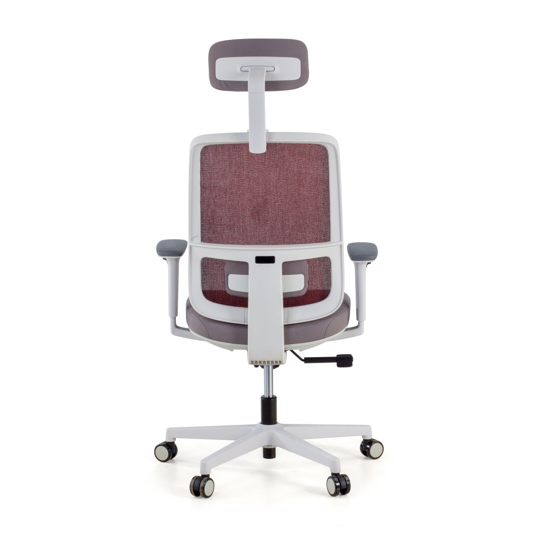 silla ergonomica rojo sugar estructura blanca reposacabezas malla 7