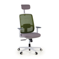 Silla de oficina Sugar white con reposacabezas - verde