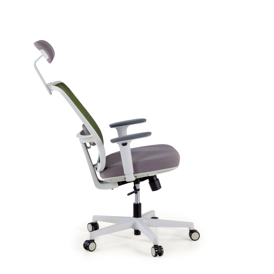 silla ergonomica verde sugar estructura blanca reposacabezas malla 5