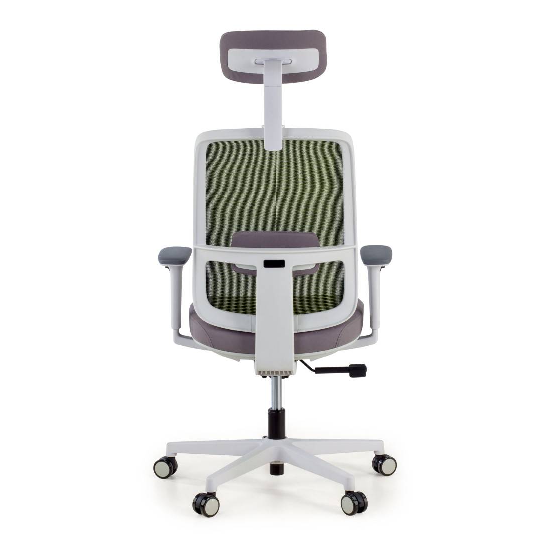silla ergonomica verde sugar estructura blanca reposacabezas malla 7