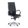 Sillón de dirección Virginia, marco cromado, piel natural - NEGRO