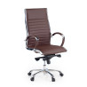 Sillón de dirección Virginia, marco cromado, piel natural - Marron