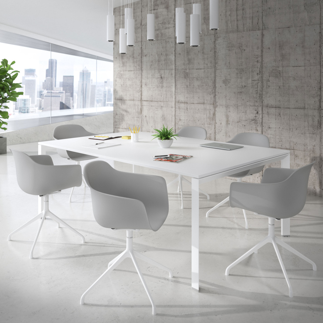 silla de reuniones gris elisa base piramide plastico 2