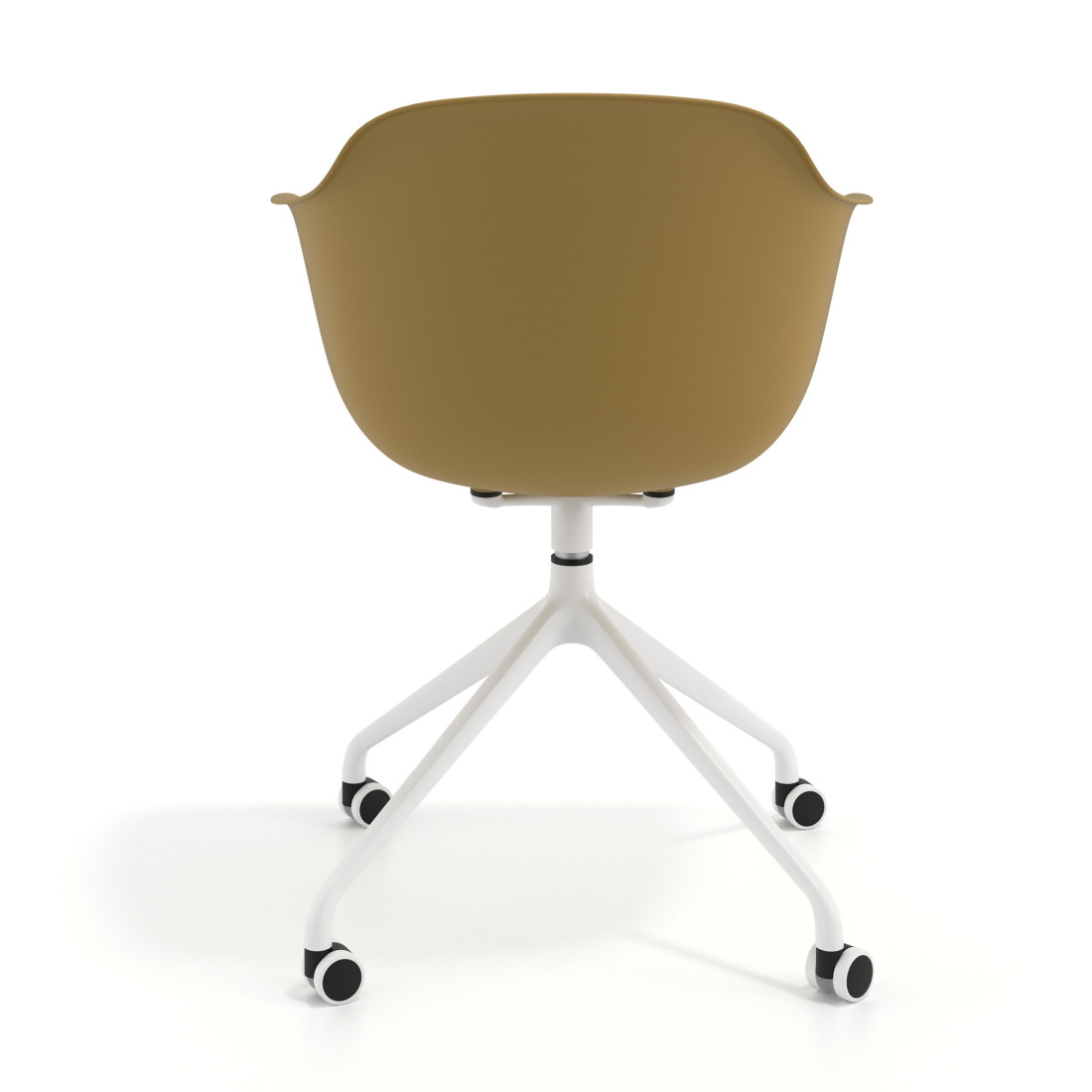 silla de reuniones amarillo elisa con ruedas plastico 4