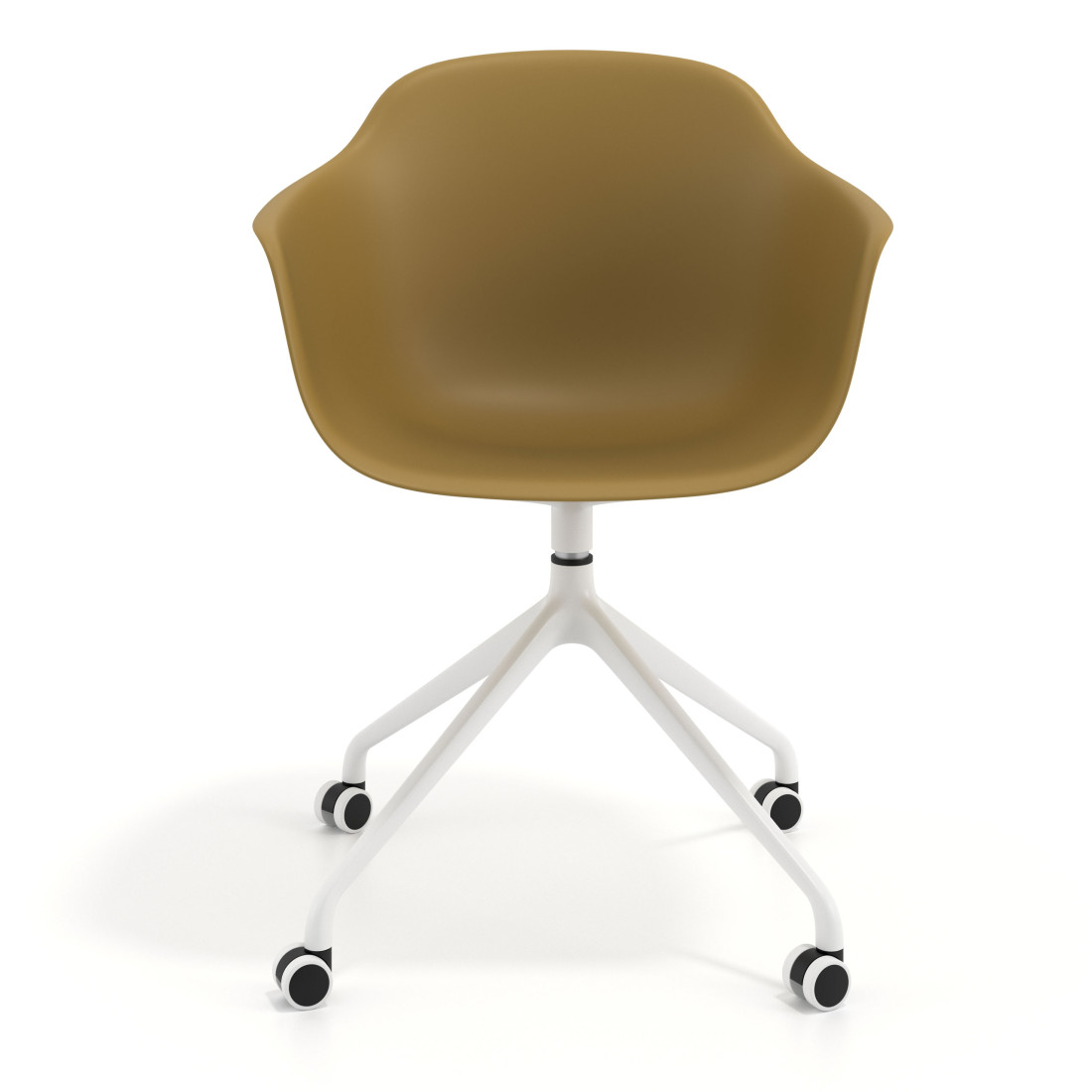 silla de reuniones amarillo elisa con ruedas plastico 6