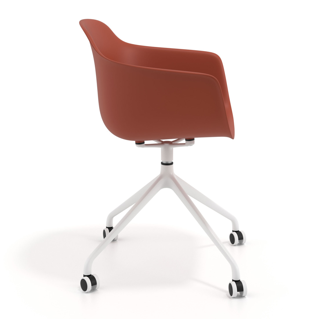 silla de reuniones rojo elisa con ruedas plastico 3