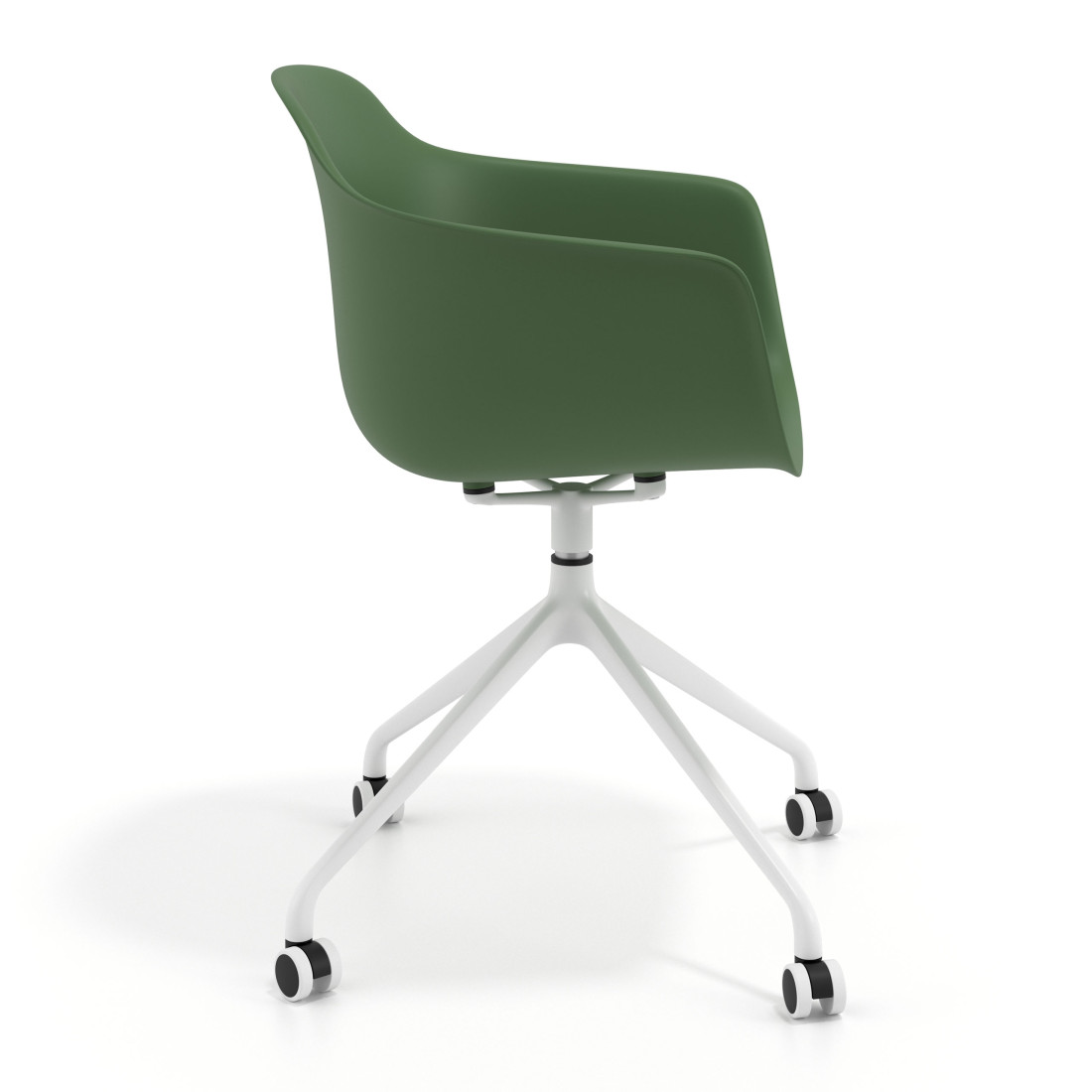silla de reuniones verde elisa con ruedas plastico 3