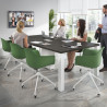 silla de reuniones verde elisa con ruedas plastico 2