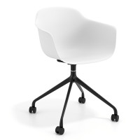 Silla Giratoria Elisa, con ruedas - BLANCO, Negro