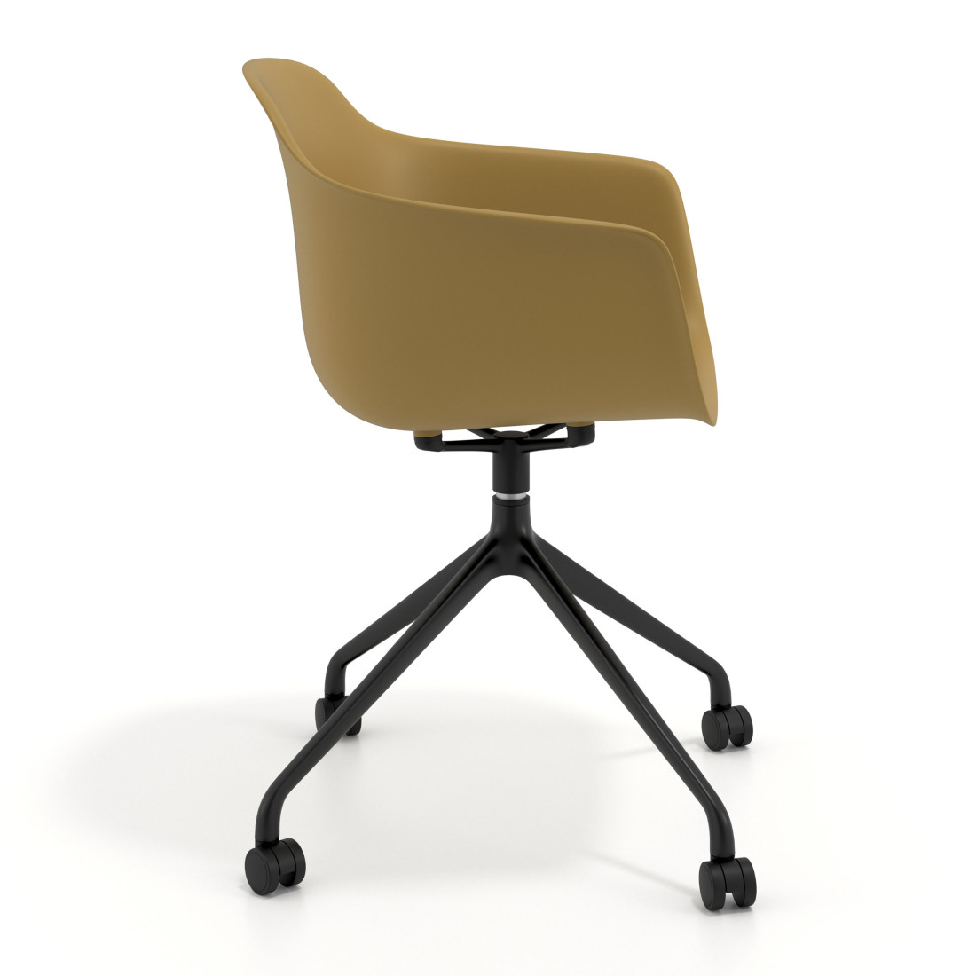 silla de reuniones amarillo elisa con ruedas plastico 3