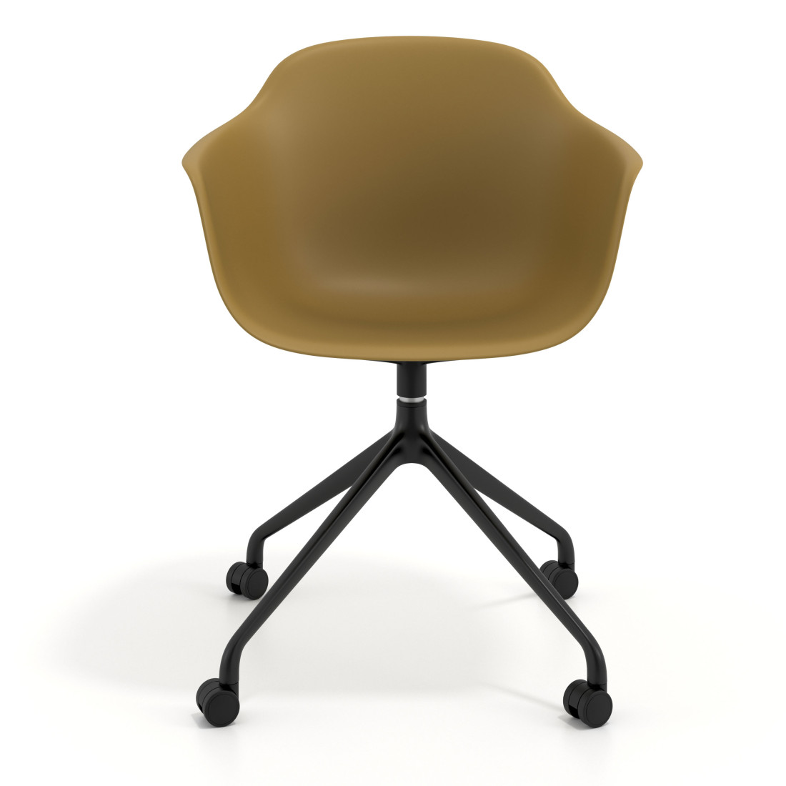silla de reuniones amarillo elisa con ruedas plastico 6