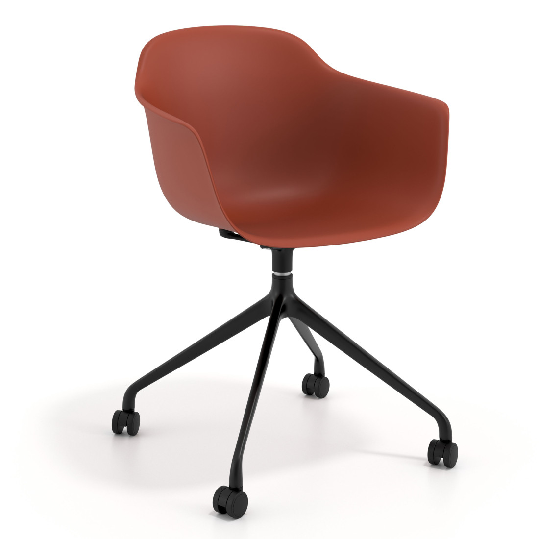 silla de reuniones rojo elisa con ruedas plastico 1