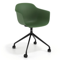 Silla Giratoria Elisa, con ruedas - verde, Negro