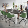 silla de reuniones verde elisa con ruedas plastico 2