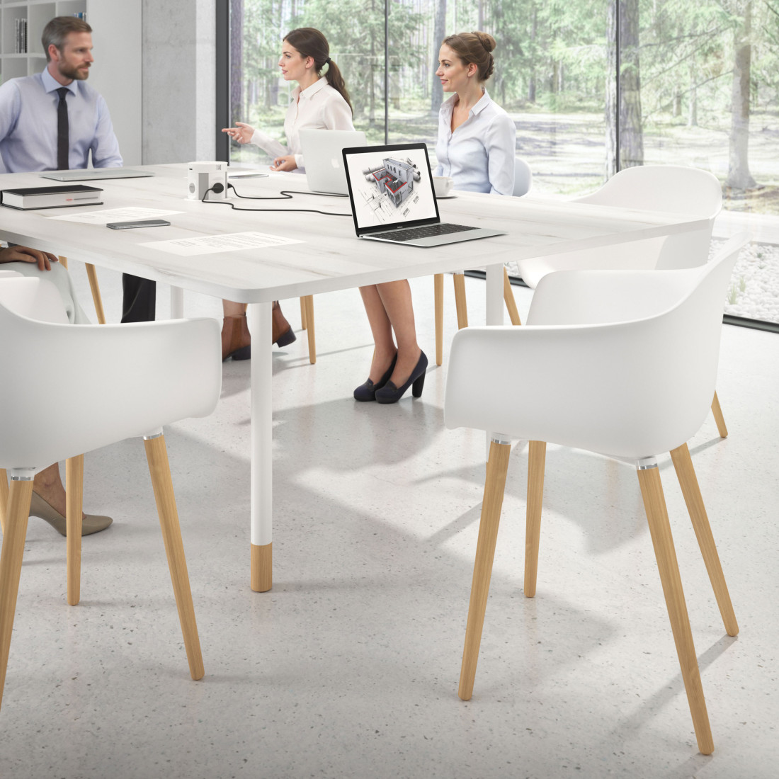 silla nordica blanco elisa giratoria madera plastico 2