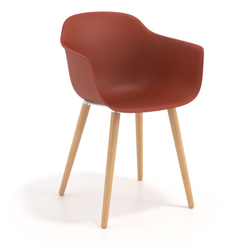 Silla Nórdica Elisa, Patas de madera - ROJO
