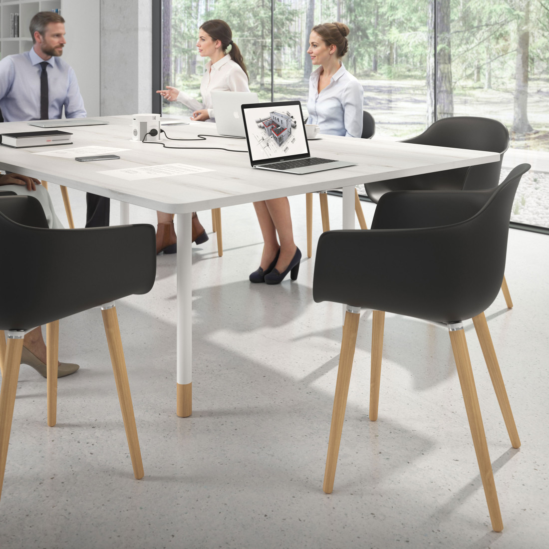 silla nordica negro elisa giratoria madera plastico 2