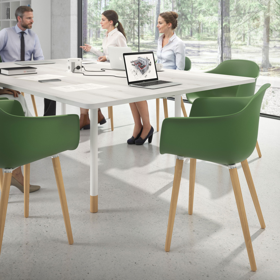 silla nordica verde elisa giratoria madera plastico 2