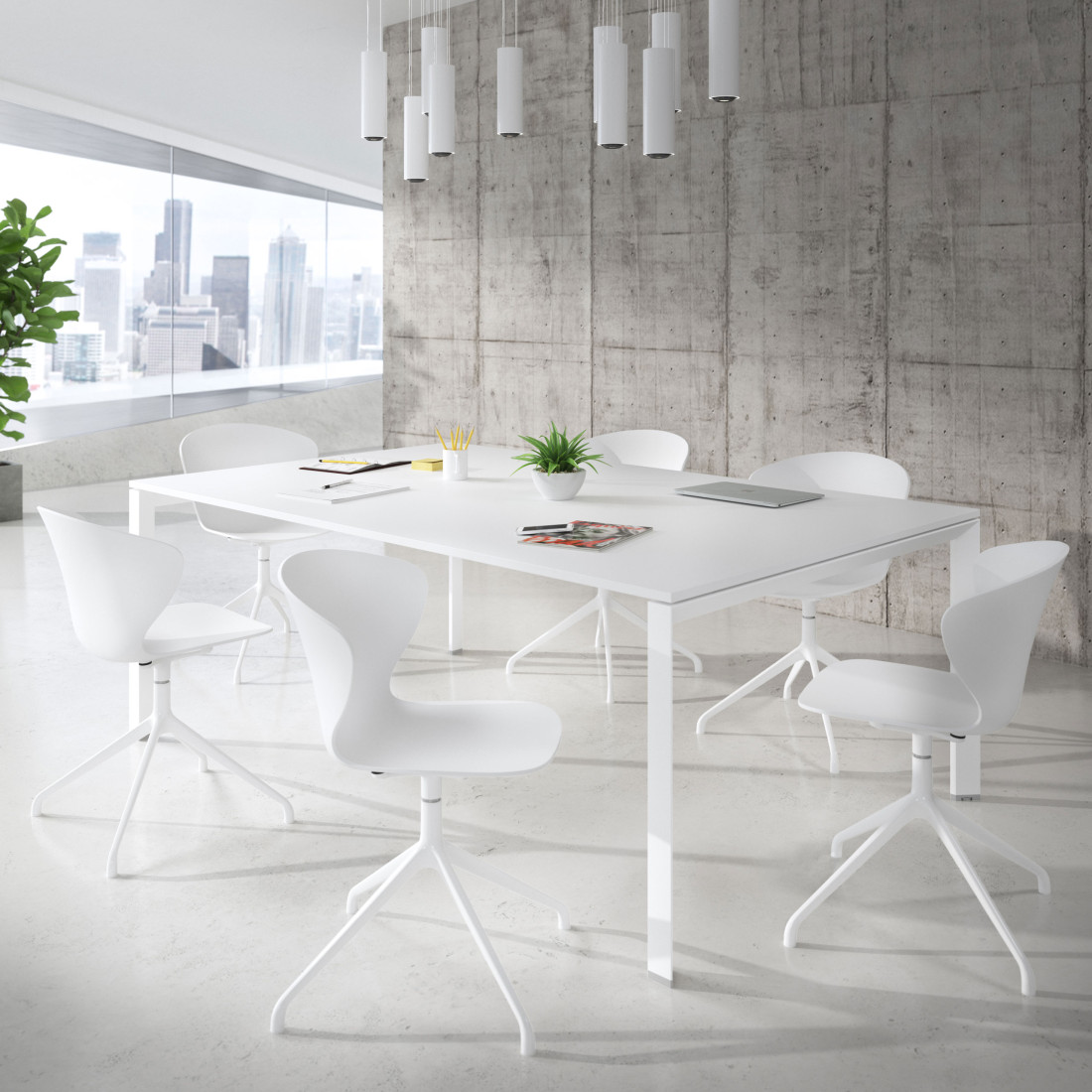silla de reuniones blanco wendy base piramide plastico 2