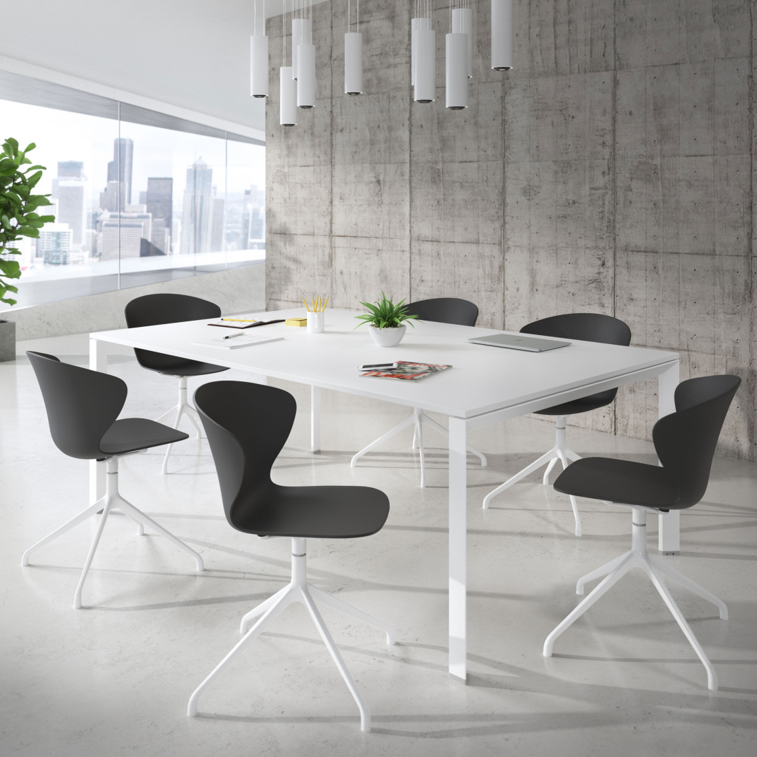 silla de reuniones negro wendy base piramide plastico 2