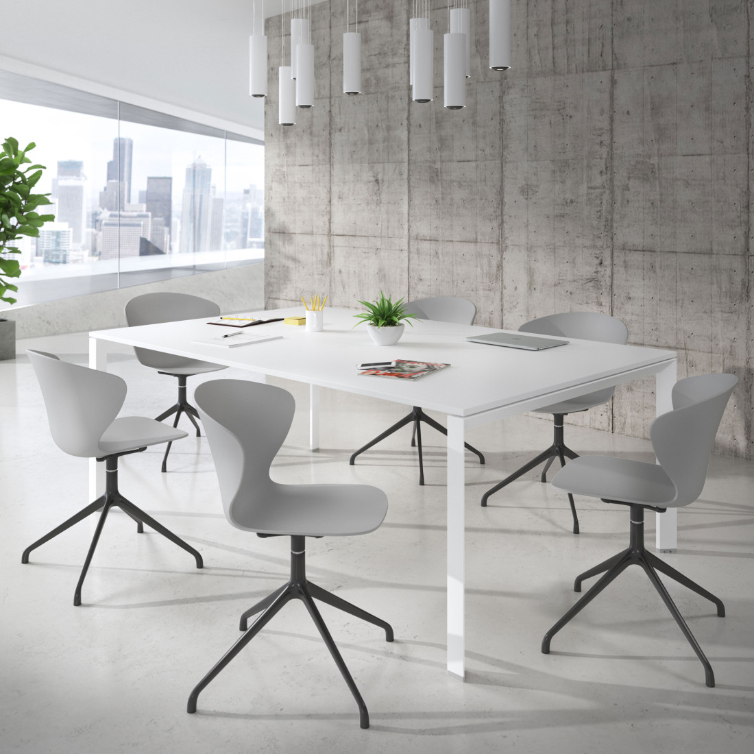 silla de reuniones gris wendy base piramide plastico 2