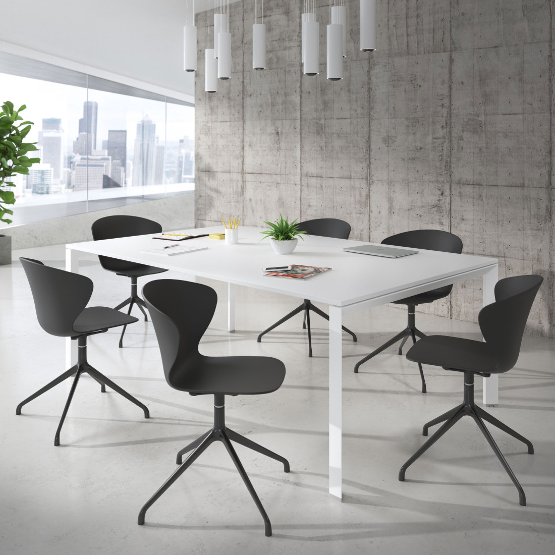 silla de reuniones negro wendy base piramide plastico 2