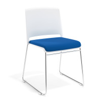 Silla Confidente tapizada Lotus - azul, Blanco