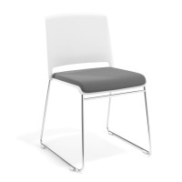 Silla Confidente tapizada Lotus - gris, Blanco