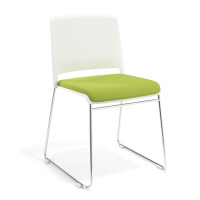 Silla Confidente tapizada Lotus - verde, Blanco