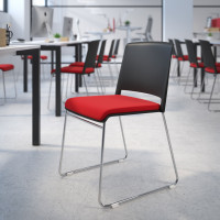 Silla Confidente tapizada Lotus - ROJO, Negro Second image