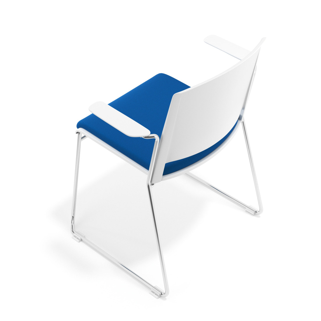 silla confidente azul lotus con brazos tapizada tela 7