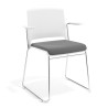 Silla Confidente tapizada con brazos Lotus - Gris