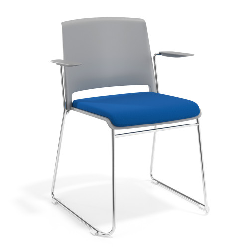 Silla Confidente tapizada con brazos Lotus - Gris