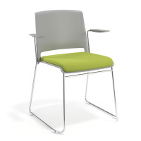 Silla Confidente tapizada con brazos Lotus - verde, Gris