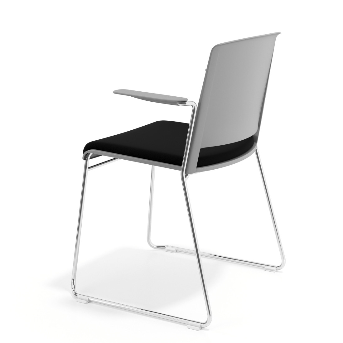 silla confidente negro lotus con brazos tapizada tela 5