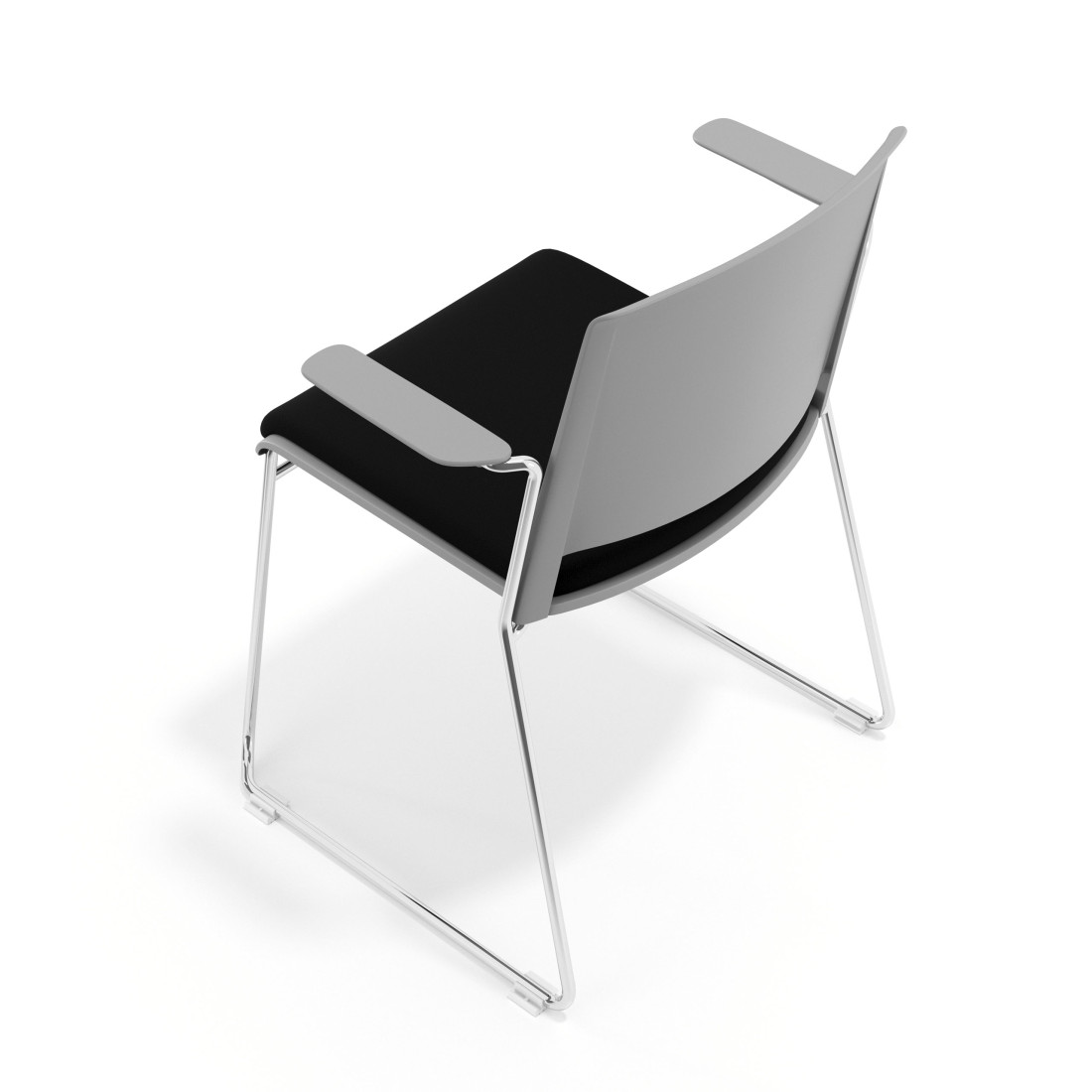 silla confidente negro lotus con brazos tapizada tela 7