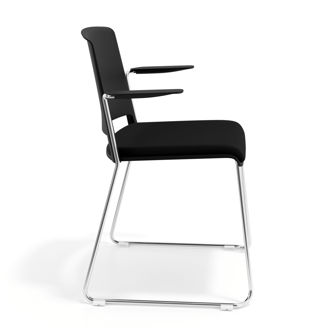 silla confidente negro lotus con brazos tapizada tela 3