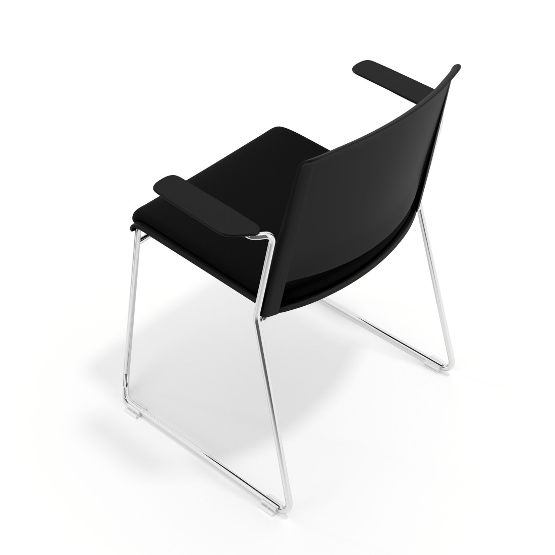 silla confidente negro lotus con brazos tapizada tela 7