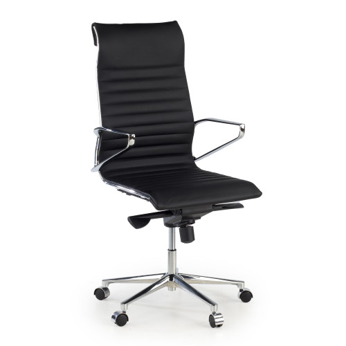 Sillón oficina de Diseño Forli, respaldo alto, piel natural - NEGRO