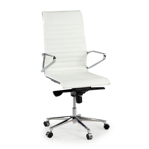 Sillón oficina de Diseño Forli, respaldo alto, piel natural - BLANCO