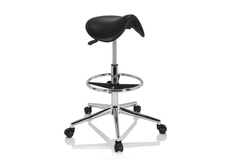 Taburete de trabajo Work 13, ergonómico, asiento montura - negro