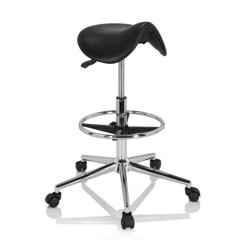 Taburete de trabajo Work 13, ergonómico, asiento montura - NEGRO