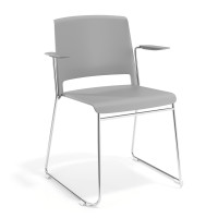 Silla confidente Lotus, estructura patin Brazos - gris