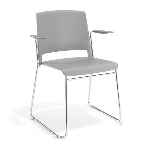 Silla confidente Lotus, estructura patin Brazos - Gris