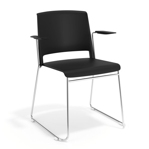 Silla confidente Lotus, estructura patin Brazos - NEGRO