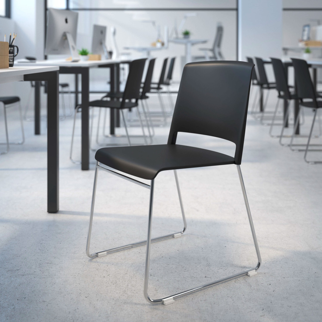silla confidente negro lotus sin brazos tela 2